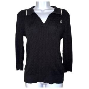 Vintage Y2K Lauren Ralph Lauren Preppy Collared Cable Knit Sweater